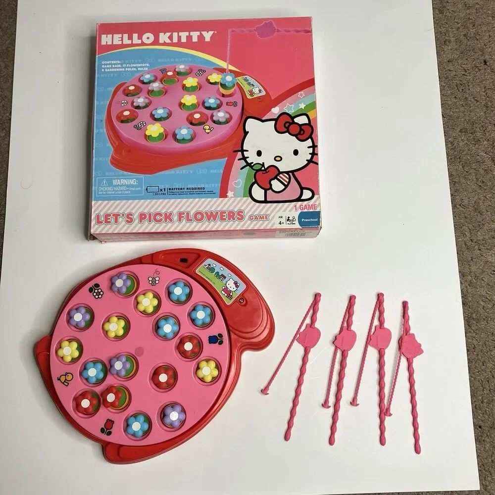 Hello Kitty Let’s Pick Flowers Game Let’s Go Fishing Game Sanrio 2012 Working